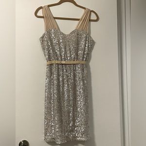 ERIN by Erin Fetherston Sequin Covered Dress Size 0 silver sequin